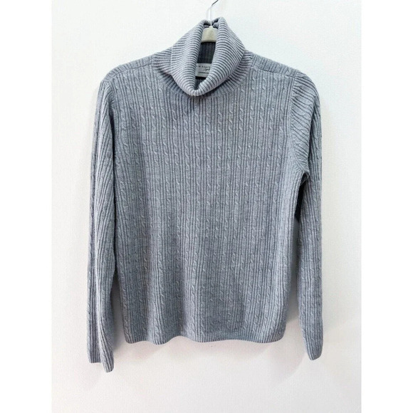 Kim Rogers Cashmalon Gray Cable Knit Sweater Turtleneck Womens Medium - Picture 1 of 7